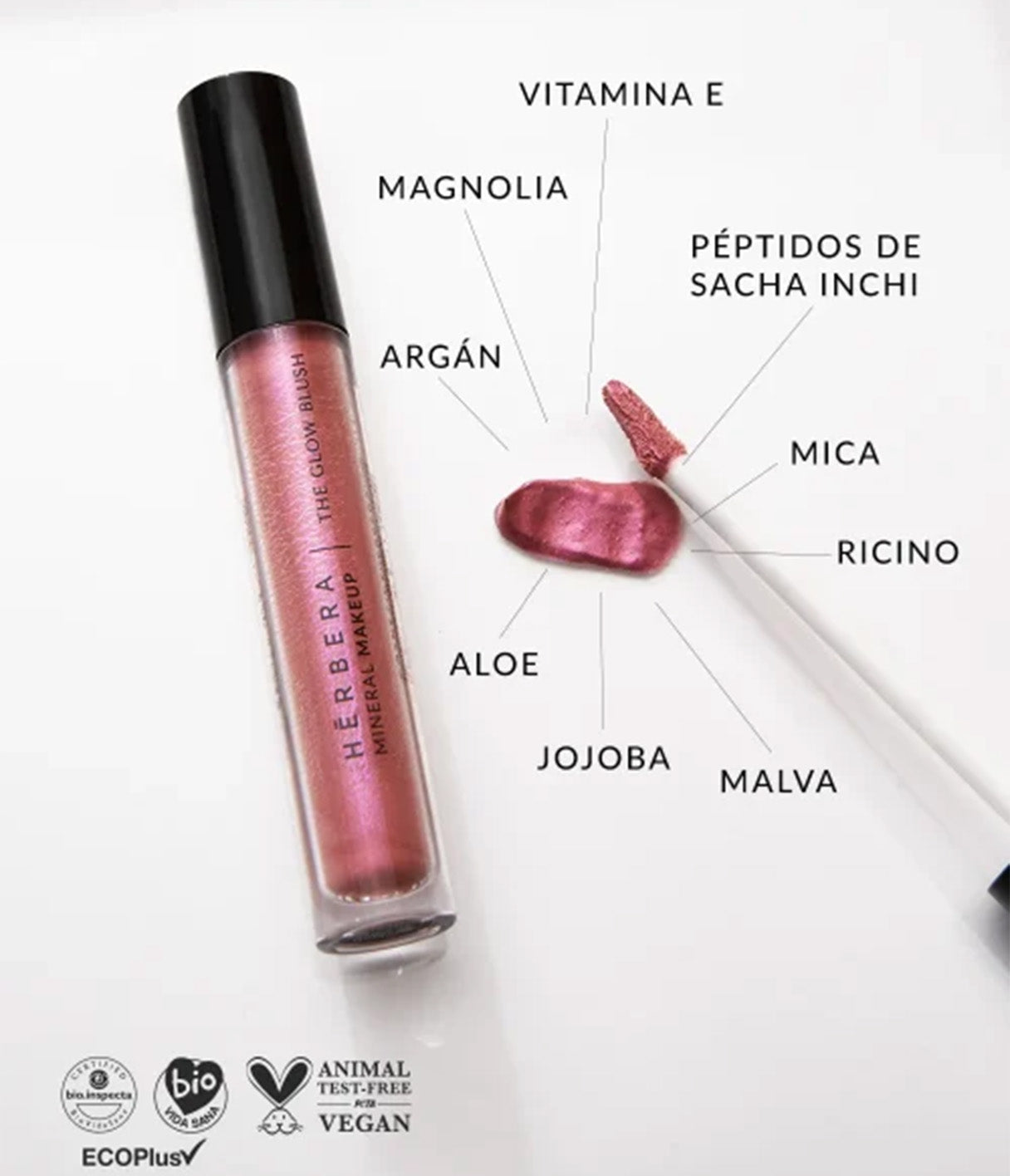 Colorete efecto iuminador con péptidos naturales
